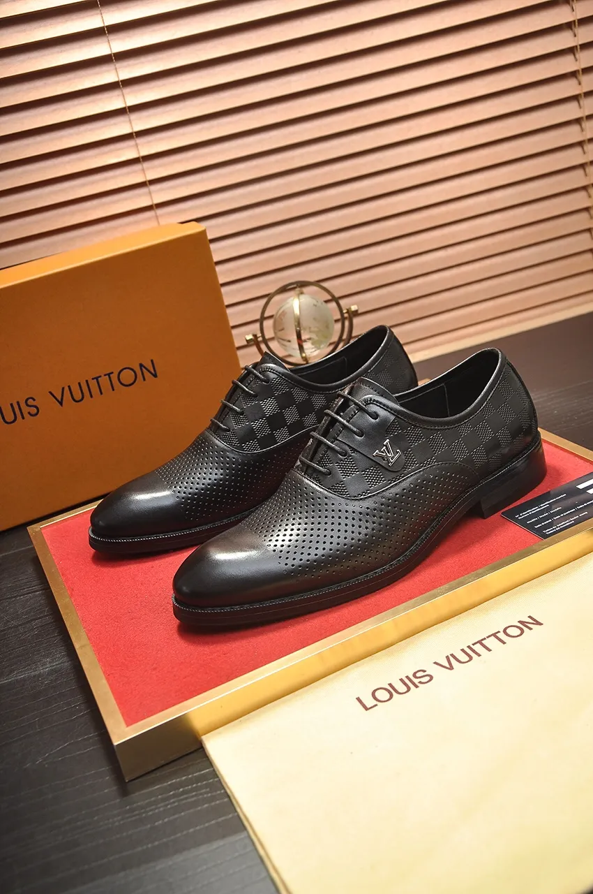 Men's shoes💰460💶【LOUIS VUITTON】(sheepskin lining) new cowhide LV formal shoes🎩🎩❗️🆘made one to one at the counter🎩original quality, imported cowhide upper➕full sheepskin lining➕original rubber outsole, {high quality visible}👣Size: 38-45 (45 custom-made)